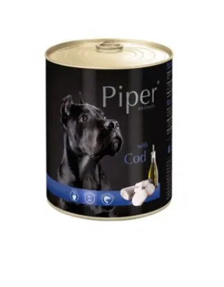 Piper with cod -Консервирана храна за пораснали кучета с месо от риба треска и масло от ленено семе, 2 броя х 800 гр.