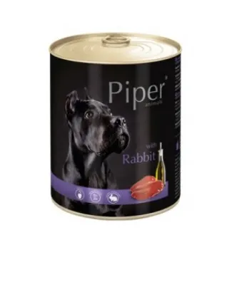 Piper with rabbit - Консервирана храна за пораснали кучета с месо от заек и масло от ленено семе, 2 броя х 800 гр.