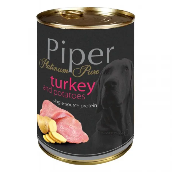 Piper Platinum Pure turkey and potatoes -Консервирана храна за кучета с чувствителна храносмилателна система с пуйка и картофи, 3 броя х 400 гр.