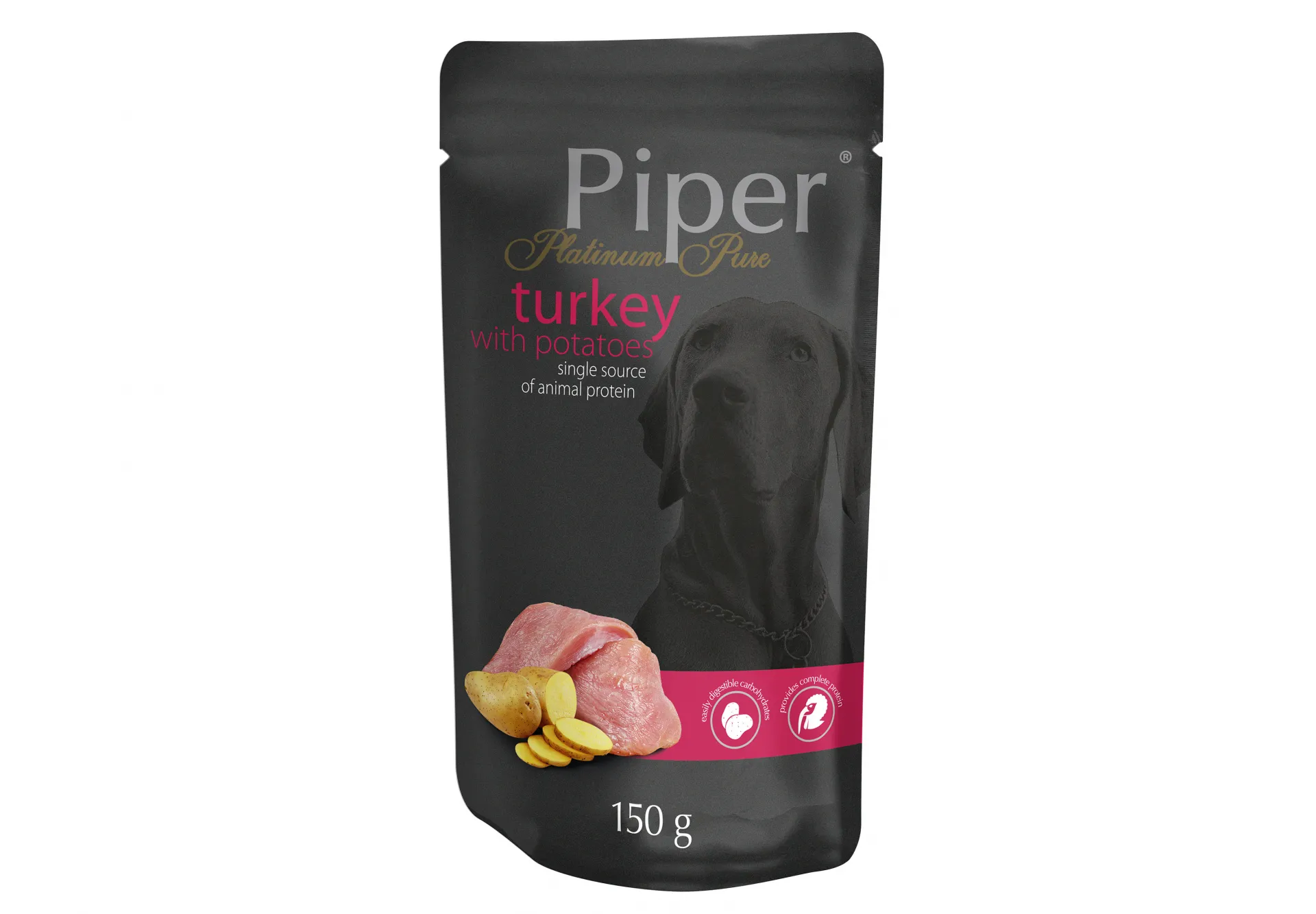 Piper Platinum Adult Turkey -Пауч за кучета с чувствителна храносмилателна система с пуйка и картофи, 5 броя х 150 гр.