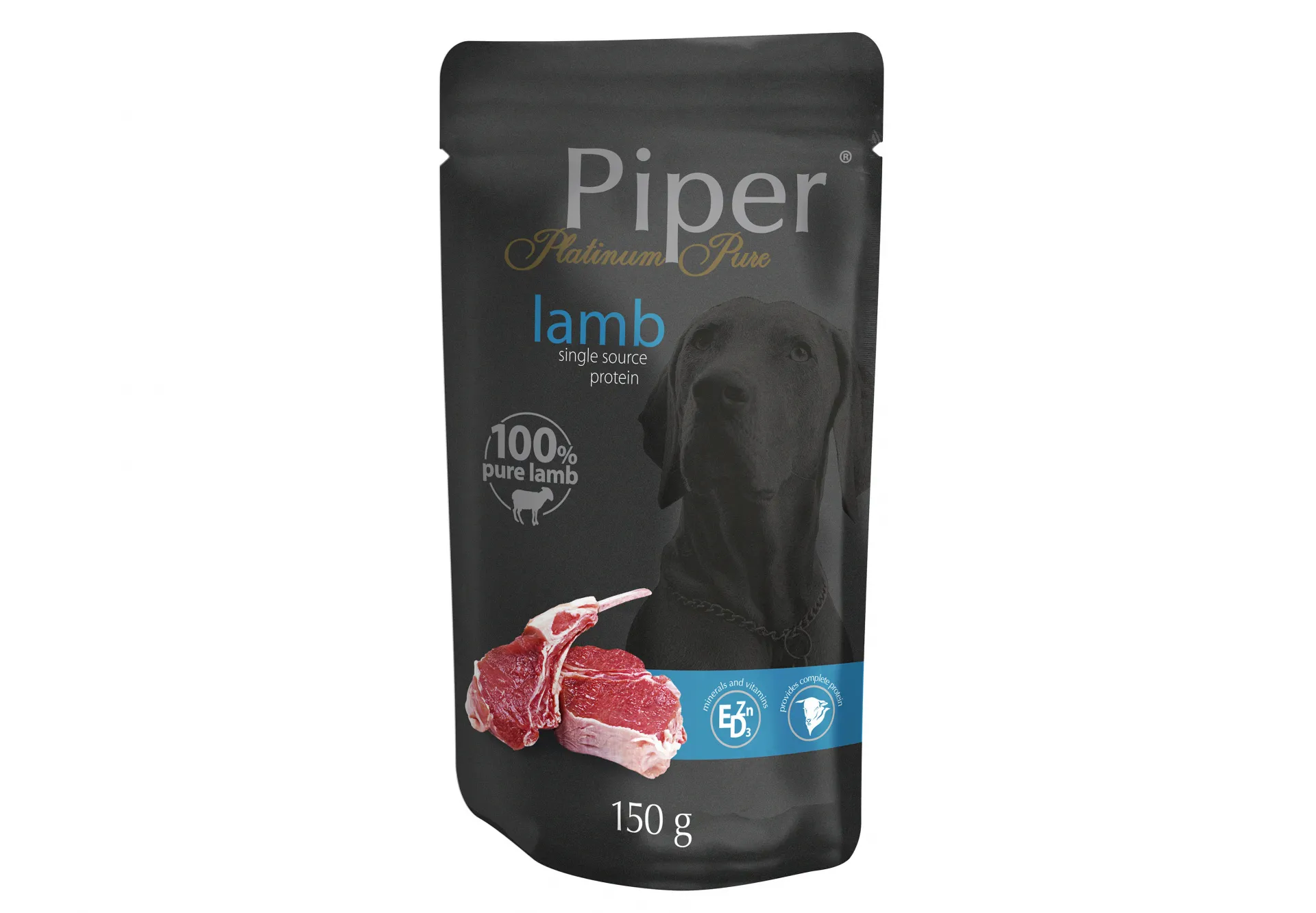 Piper Platinum Adult Lamb -Пауч за кучета с чувствителна храносмилателна система с агнешко, 5 броя х 150 гр.
