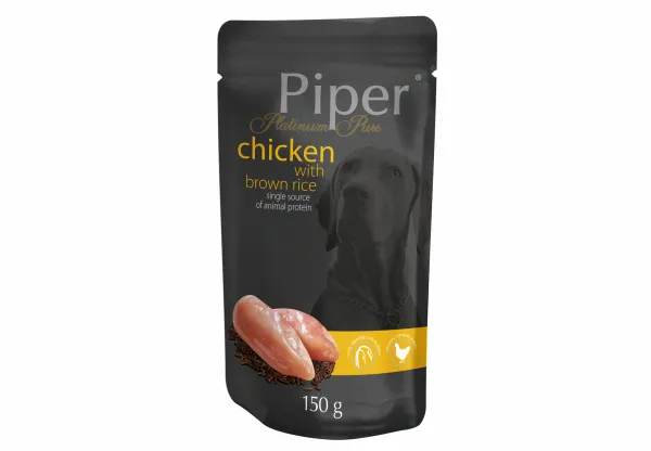 Piper Platinum Adult Chicken -Пауч за кучета с чувствителна храносмилателна система с пилешко и кафяв ориз, 5 броя х 150 гр.