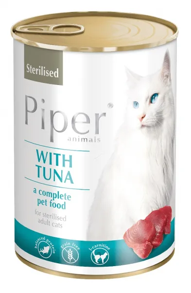 Piper cat tuna sterilised - Пауч за кастрирани котки с риба тон, 3 броя х 400 гр.