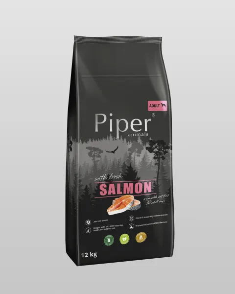 Piper Super Premium Salmon -Пълноценна суха храна за израснали кучета със свежа сьомга 12 кг.