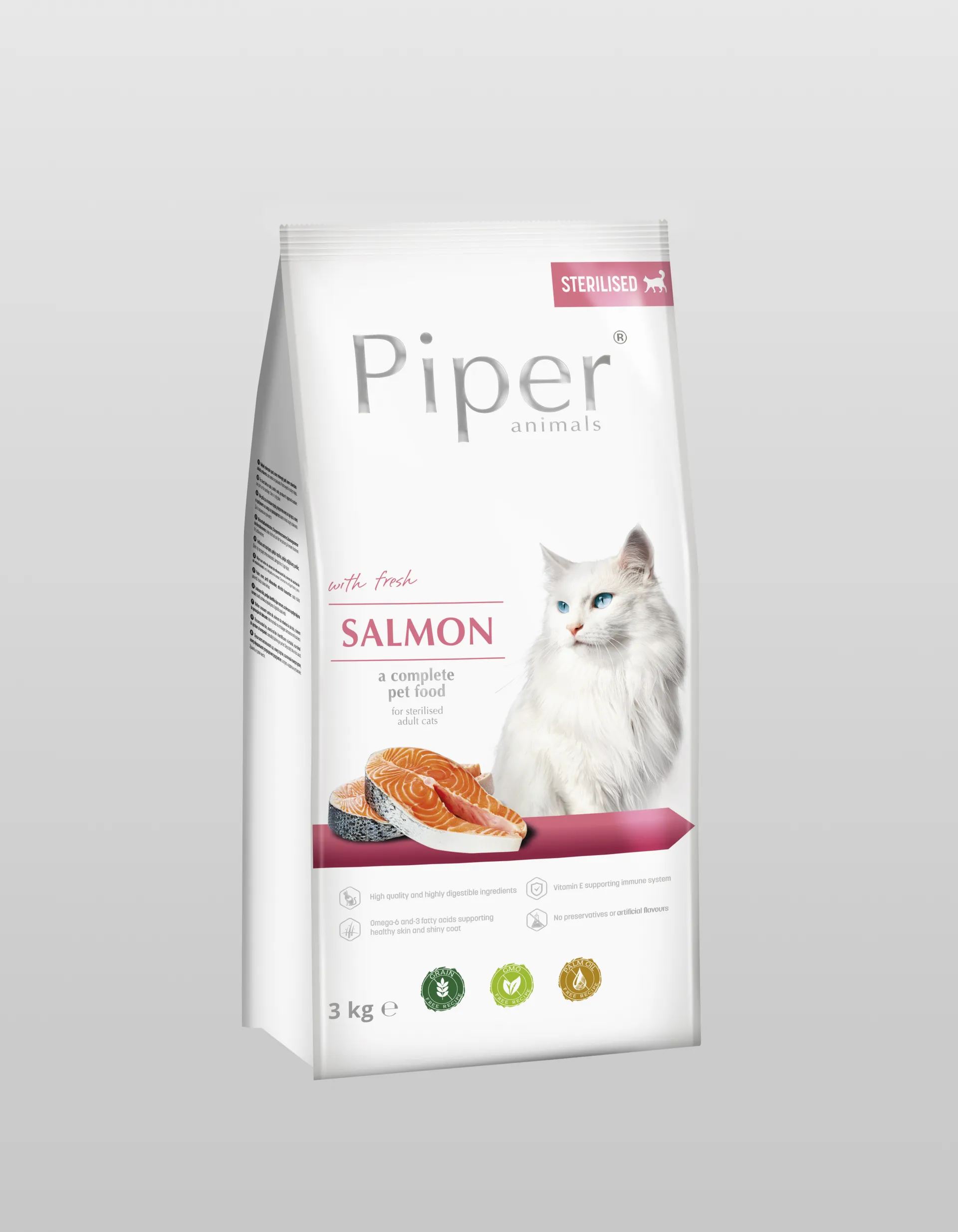 Piper Cat Salmon - Гранулирана храна с прясна сьомга за кастрирани котки 3 кг.