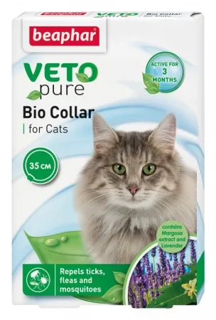 Beaphar Veto Pure bio band -Противопаразитен нашийник за котки на билкова основа срок 3 месеца 65 см с регулиране