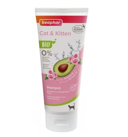 Beaphar BIO Shampoo Cat and Kitten -Шампоан за котки с био авокадо, розово масло, алое вера 200 мл.