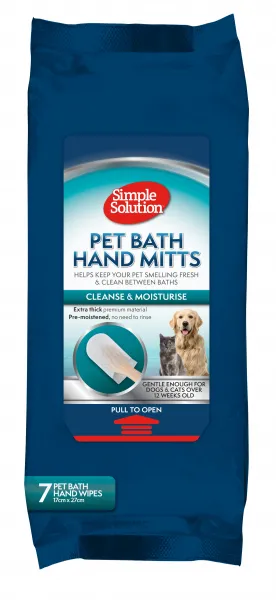 Simple Solution Pet Bath Hand Mitts  - Кърпи за суха баня за кучета и котки, ароматизират и почистват 7бр. 1