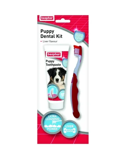 Beaphar Puppy Dental Kit -Паста за зъби + четка за зъби за малки кученца, 50 гр.
