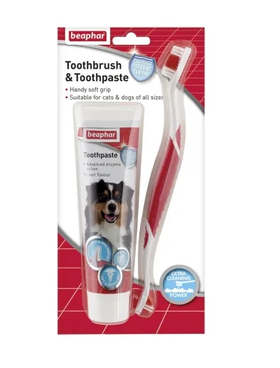 Beaphar Dental Kit- Комплект паста за зъби + четка за зъби, 100 гр.