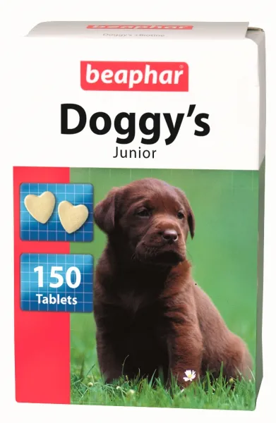 Beaphar Doggys Junior - Витаминно лакомство с биотин, за кучета от 1 до 12 месеца, 2 пакета х 150 броя