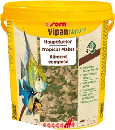 Sera Vipan Nature  - Храна за всички видове рибки с инсекти и пребиотици,без оцветители и консерванти,едра люспа 10 000 мл.2 кг. 1