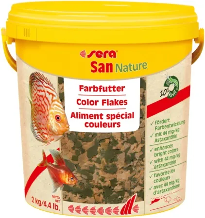 Sera San Nature - Универсална храна за подсилване на цветовете на рибите 10 000 мл. 2кг.