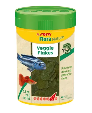 Sera Flora Nature - Основна храна за растителноядни риби със спирулина без оцветители и консерванти, 100 мл.
