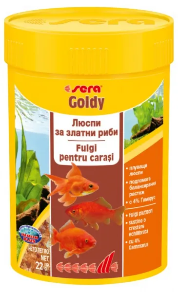 Sera Nature Goldy - Основна храна за златни рибки без оцветители и консерванти с инсекти 250 мл.