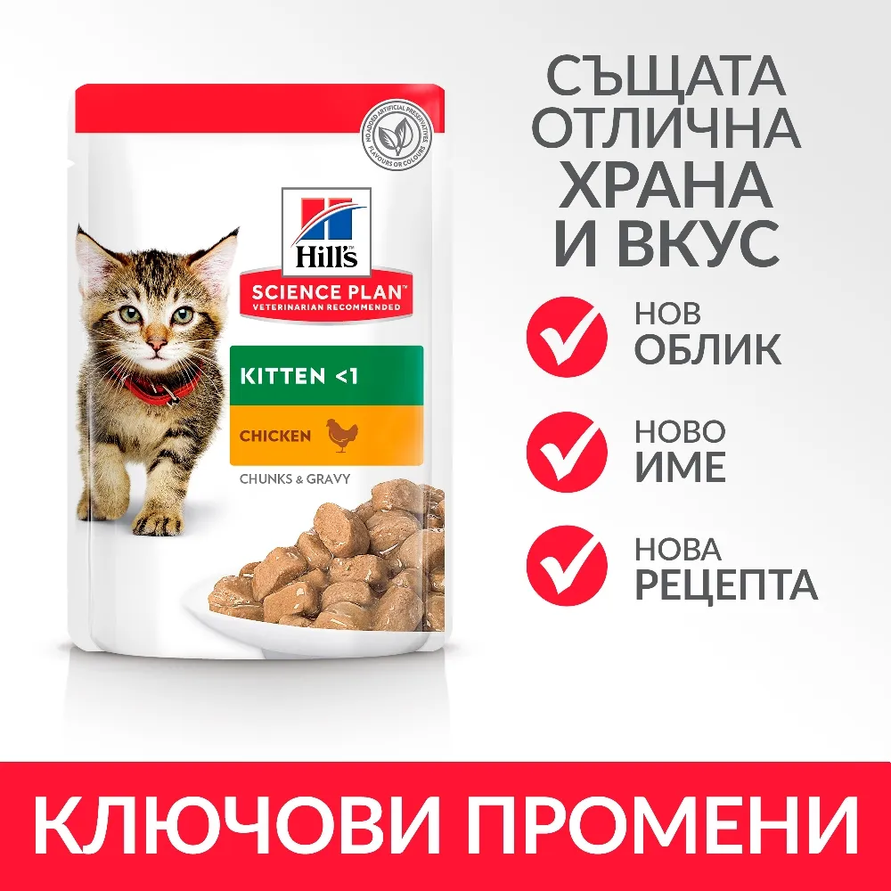 Hill’s  Science Plan Kitten пауч с пилешко – Пълноценна храна за котенца до 1 год. и за бременни/кърмещи котки. 12 пауча по 0.085 1020 кг. 2