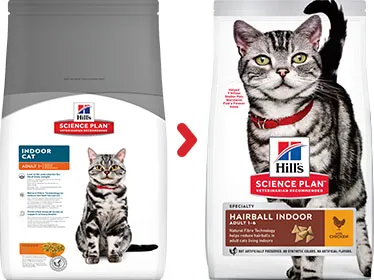 Hill's Science Plan Adult Hairball Indoor Cat с пилешко - пълноценна храна за котки, живеещи на закрито, за намаляване на космените топки, 1-6 год., 10 кг. 2