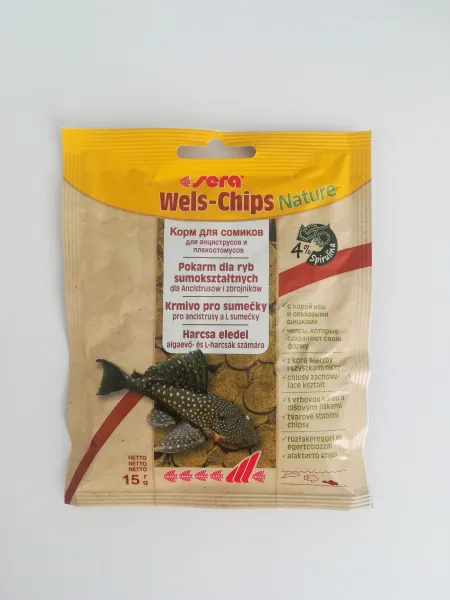 Sera Nature Wels Chips - Храна за придънни рибки с върба и елша 15 гр. 1