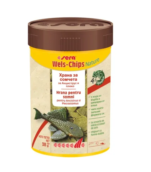 Sera Nature Wels Chips - Храна за придънни рибки с върба и елша 100 мл. 1
