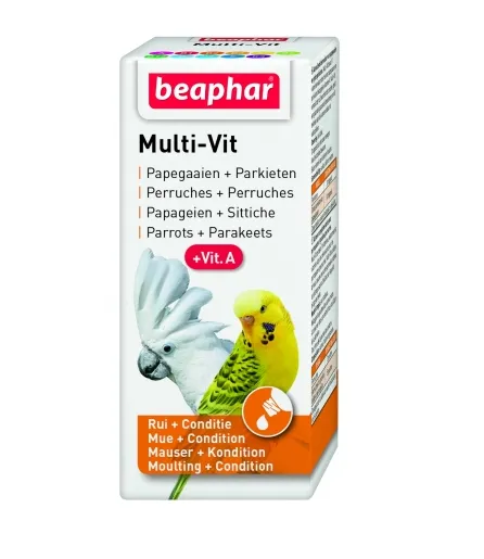 Beaphar Multi Vit Parrots+ Parakeets + vit.A- Мултивитамини за папагали 20 мл.