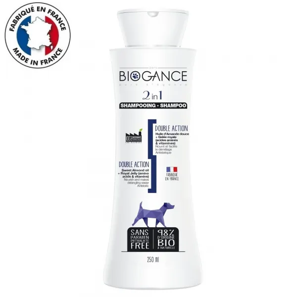Biogance 2 in 1 shampoo - Антистатичен шампоан за кучета с балсам 250 мл.