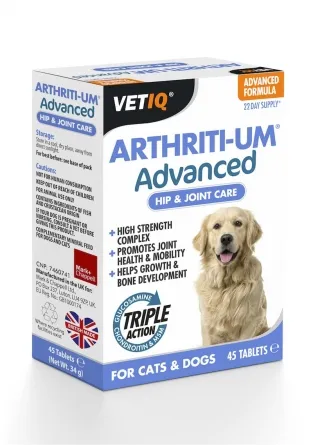 Mark & Chappell Arthriti-UM Advanced Hip & Joint Care - За здрави кости и гъвкави стави за кучета 45 таблетки