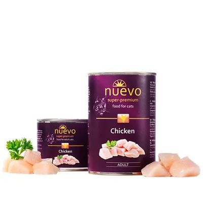 Nuevo Cat Chicken - Консервирана храна с чисто пилешко месо за котки, 5 броя х 200 гр.