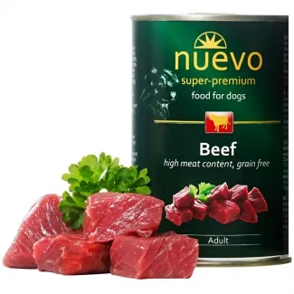 Nuevo Adult Beef- Консервирана храна с говеждо месо за израснали кучета, 3 броя х 400 гр.