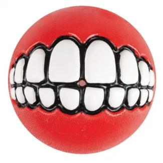 Rogz Grinz Ball - Кучешка играчка гумена топка с отвор за лакомства 4.9 см. червена