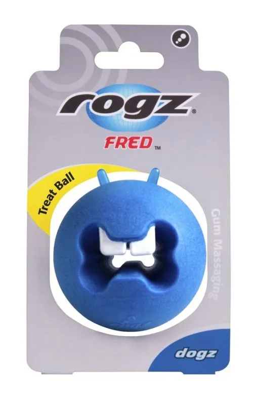 Rogz Fred Blue - Играчка за кучета с дупка за поставяне на лакомства - 6.4 см синя 2