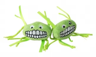 Rogz Catnip Fluffy Grinz Lime - Забавна котешка играчка с коча билка катнип -  зелен лайм 2 броя