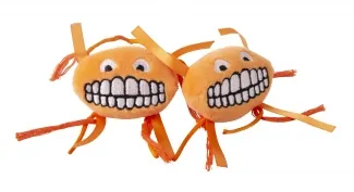 Rogz Catnip Fluffy Grinz - Забавна котешка играчка с коча билка катнип - оранжеви 2 броя
