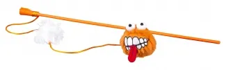 Rogz Catnip Magic Fluffy - Забавна котешка играчка,магическа въдица с плюшена топка, с коча билка катнип - оранжев