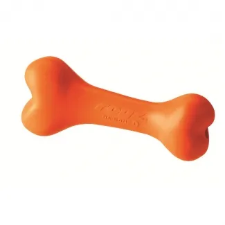 Rogz Da-Bone Medium - Кучешки кокал за дъвчене с дупка за лакомство 14 см. оранжев
