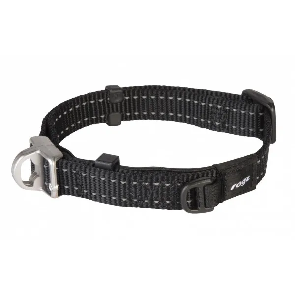 Rogz Safety Collar Quick Release Magnetic Collar Medium -Магнитен светлоотразителен нашийник за кучета 27 - 39 см. / 16 мм. черен