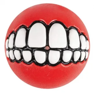 Rogz Grinz Ball L- Кучешка играчка гумена топка с отвор за лакомства 7.8 см. червена