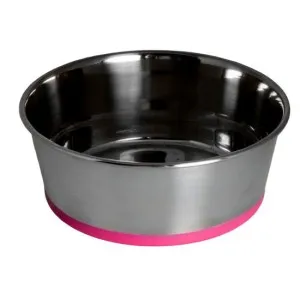 Rogz Slurp Stainless Steel Bowl for Dog XXL -Купа за вода и храна ,за кучета oт неръждаема стомана 3700 мл. розово дъно