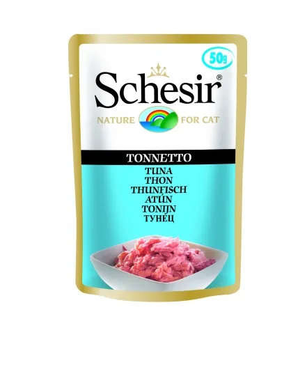 Schesir Pouch Tuna In Jelly -Храна , пауч за израснали котки с риба тон в желе. 6 броя х 50 гр.