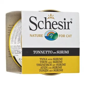 Schesir Tuna&Surimi In Jelly -Консервирана храна за израснали котки с риба тон и сурими в желе, 4 броя х 85 гр.