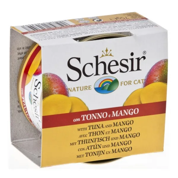 Schesir Tuna And Mango -Консервирана храна за израснали котки с риба тон и манго, 3 броя х 75 гр.