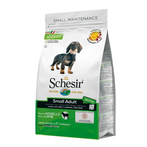 Schesir Small Dog with Lamb - Суха храна за израснали кучета от малки породи с агнешко месо 800 гр.