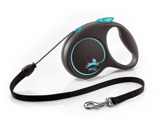 Flexi Black Design S - Автоматичен повод за кучета  5м въже, до 12кг, син