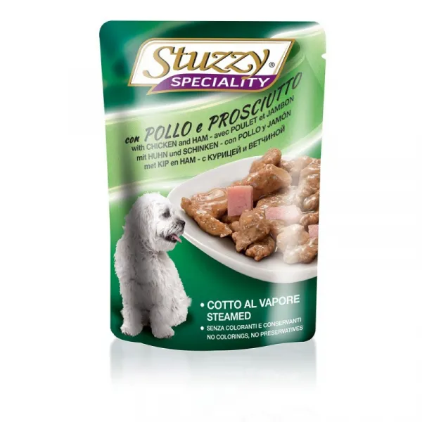 Stuzzy Speciality Dog With Chicken&Ham - Пауч за израснали кучета с пилешко и шунка, 5 броя х 100 гр.