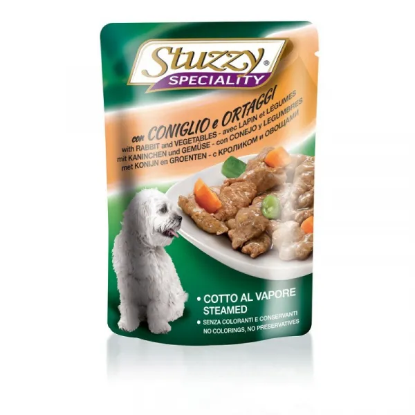 Stuzzy Speciality Dog With Rabbit&Vegetables - Пауч за израснали кучета със заек и зеленчуци, 5 броя х 100 гр.