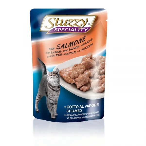 Stuzzy Speciality Cat With Salmon - Пауч за израснали котки със сьомга, 5 броя х 100 гр.