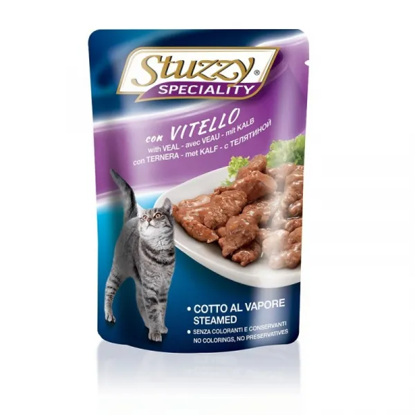 Stuzzy Speciality Cat With Veal - Пауч за израснали котки с телешко, 5 броя х 100 гр.