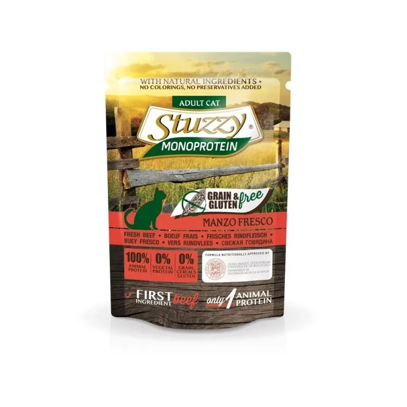 Stuzzy Monoprotein Grain&Gluten Free Fresh Beef - Пауч за израснали котки с говеждо, 5 броя х 85 гр.
