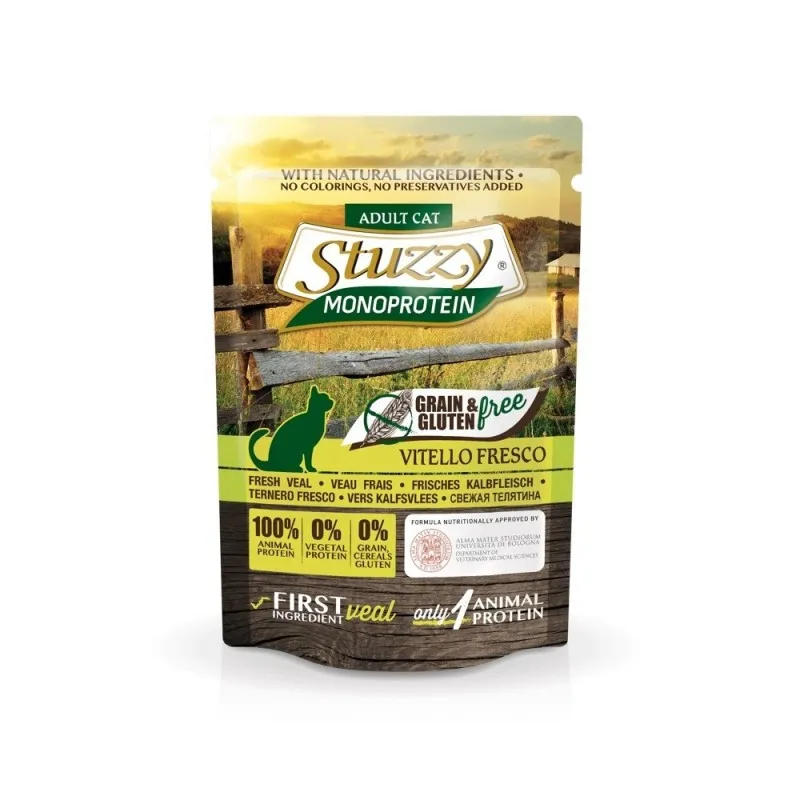 Stuzzy Monoprotein Grain&Gluten Free Fresh Veal - Пауч за израснали котки с телешко, 5 броя х 85 гр.