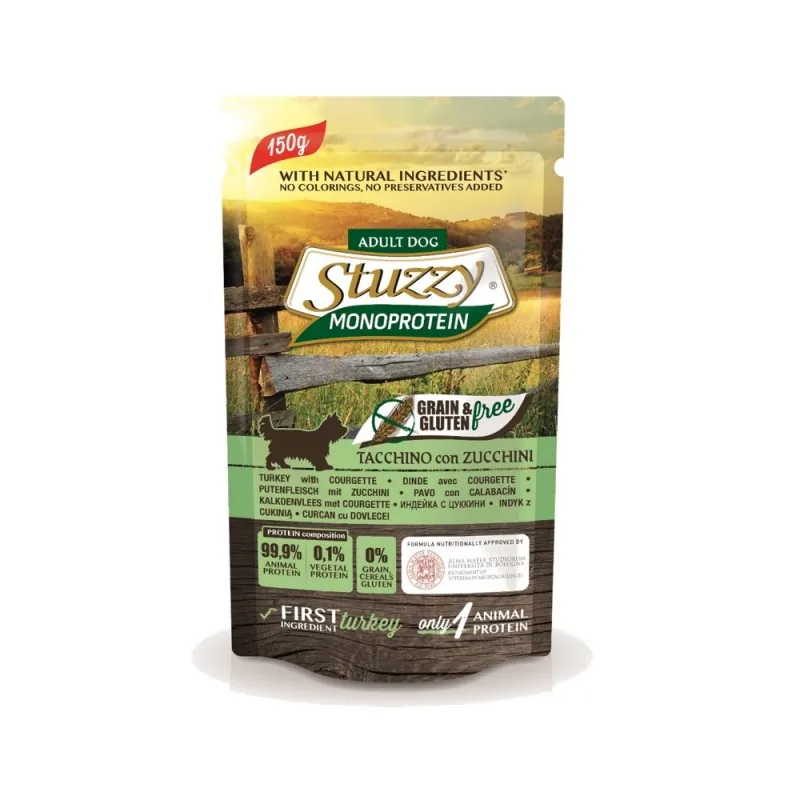 Stuzzy Monoprotein Grain&Gluten Free Turkey With Courgette - Пауч за израснали кучета с пуйка и тиквички, 4 броя х 150 гр.