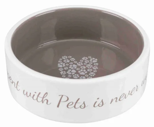 Trixie Ceramic Home Bowl - Керамична купа за храна и вода за кучета и котки ø 12 см. 300 мл. бяло-кафява